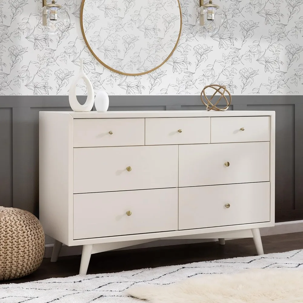 7-Drawer Assembled Double Dresser in Warm White, Greenguard Gold Certified