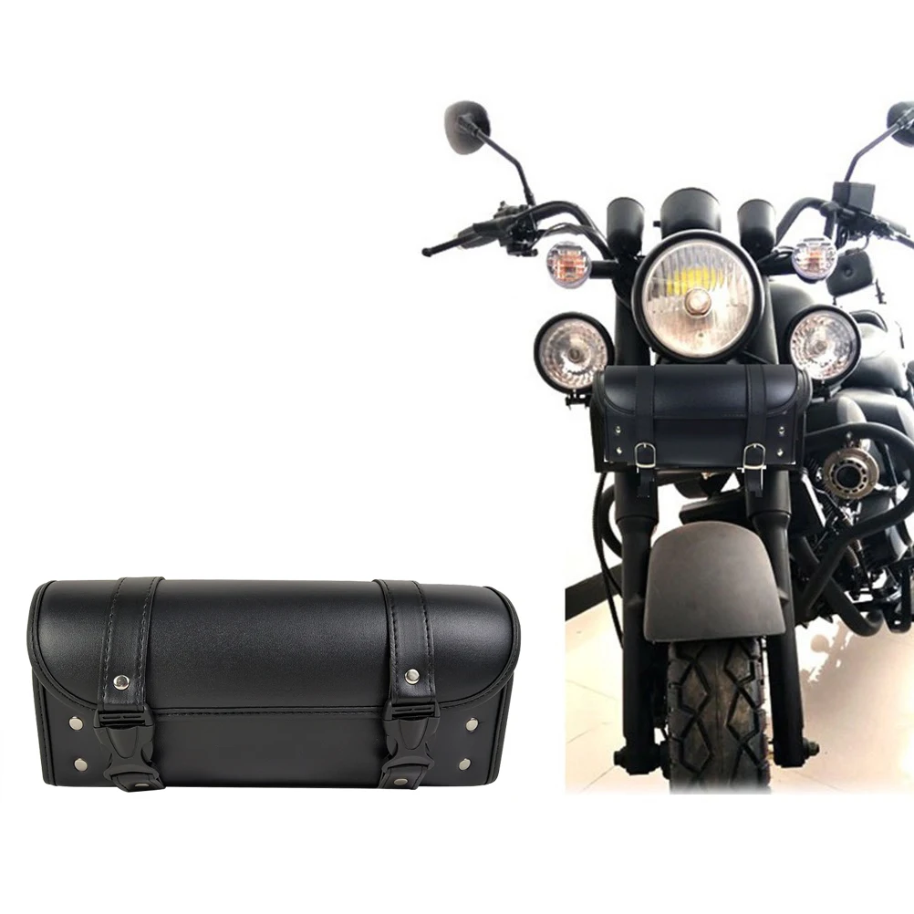 

1pc Motorcycle Fork Bag Handlebar Saddlebag Pu Waterproof Tool Holder Front Rear Storage Large Capacity Portable Toolkit