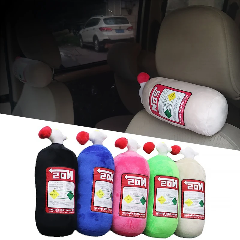 New Car Neck Pillow Car Headrest for Driver Front Passenger Seat NOS Bottle Pillow Car Decor Headrest Cushion Plush Pillow