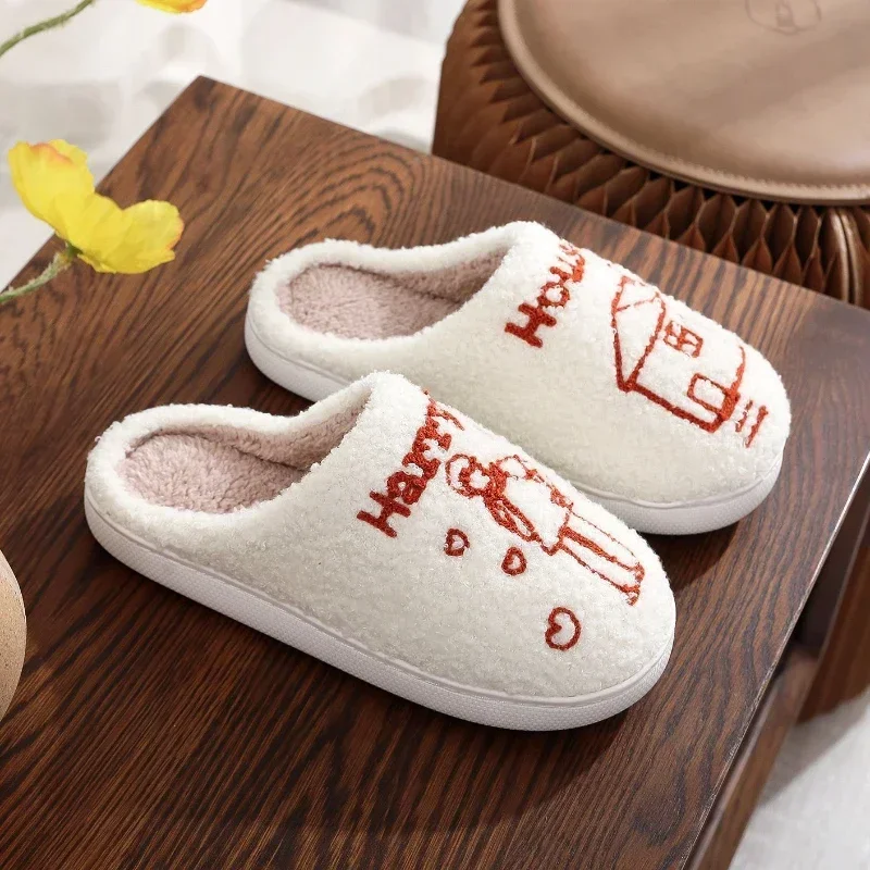 

Men Women Household Slippers Autumn Winter Indoor Plush Warm Comfortable Flat Bottom Cotton Shoes Thick Sole Casual Shoes 2025
