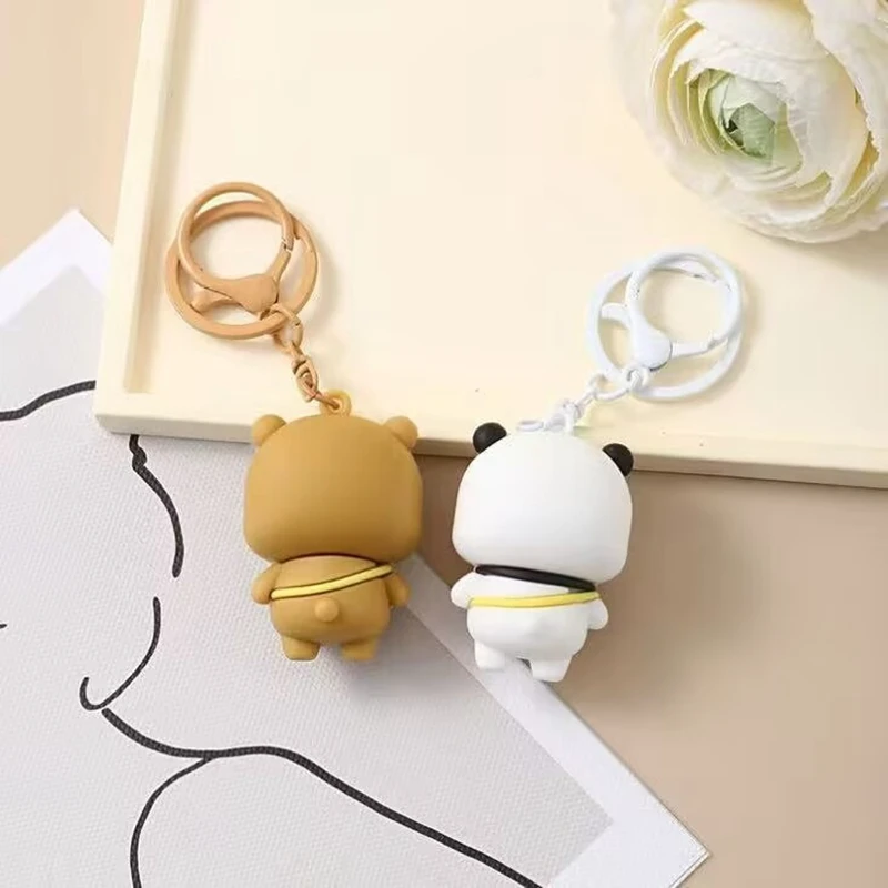 2 ชิ้นใหม่ Panda Bubu และ Yier จี้ตุ๊กตาของเล่นน่ารักการ์ตูนหมีแพนด้าตุ๊กตาพวงกุญแจกระเป๋าเป้สะพายหลังจี้คู่ของขวัญ