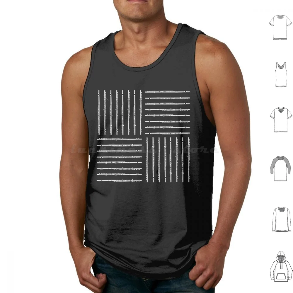 Flute Crosshatch Pattern Tank Tops Vest Sleeveless Music Musician Flute Player Woodwind Musical Instrument Player Flautist