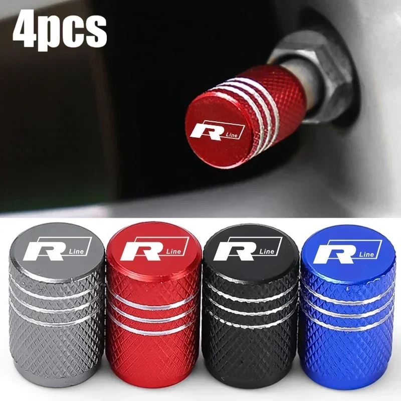 لفولكس واجن VW 4 قطعة جنوط عجلات السيارة قضيب صمام الإطارات قبعات R خط جولف بولو جيتا GTI توران GTE غطاء محكم اكسسوارات السيارات