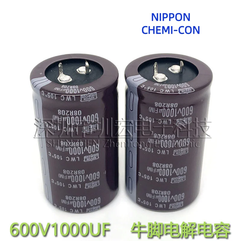 10-1pcs  Brand New Original NIPPON CHEMI-CON 600V 1000UF Imported 600V1000UF High Voltage Aluminum Electrolytic Capacitor