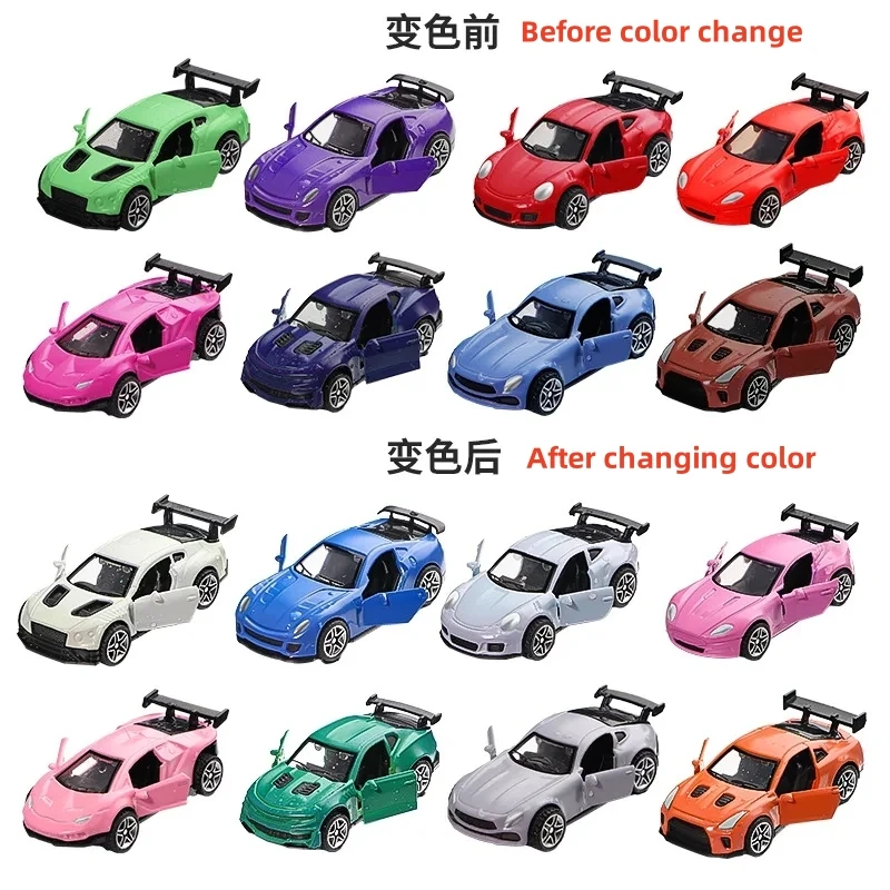 Magic Color Changing Racing Car Model 1:60 Temperature Sensitive Inertia Pull Back Cars Toys Crash-Resistant Durable Boys Gift
