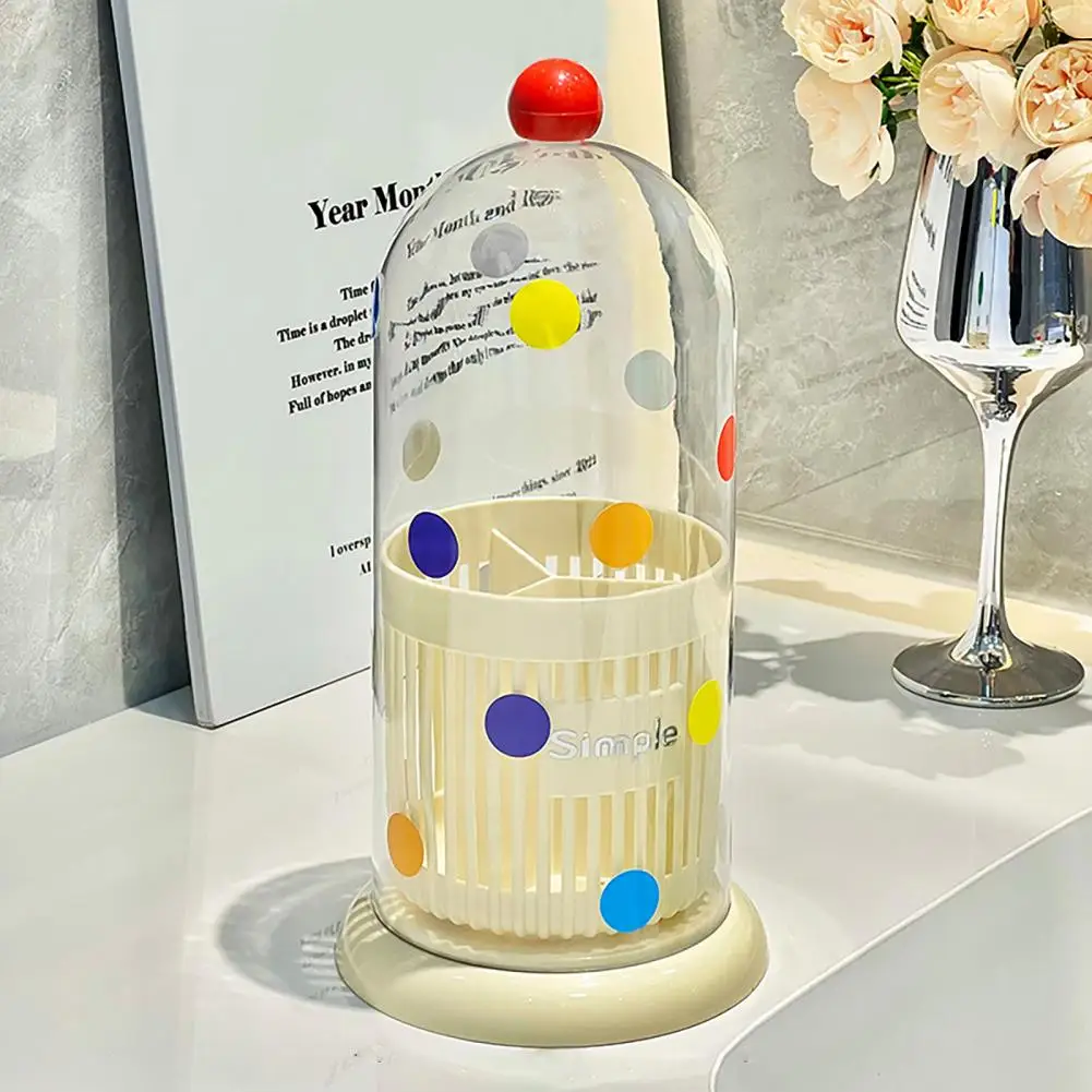 

Capacity Brush Storage Colorful Dot Design Makeup Brush Holder with Lid Waterproof Toothbrush Organizer for Bathroom Vanity