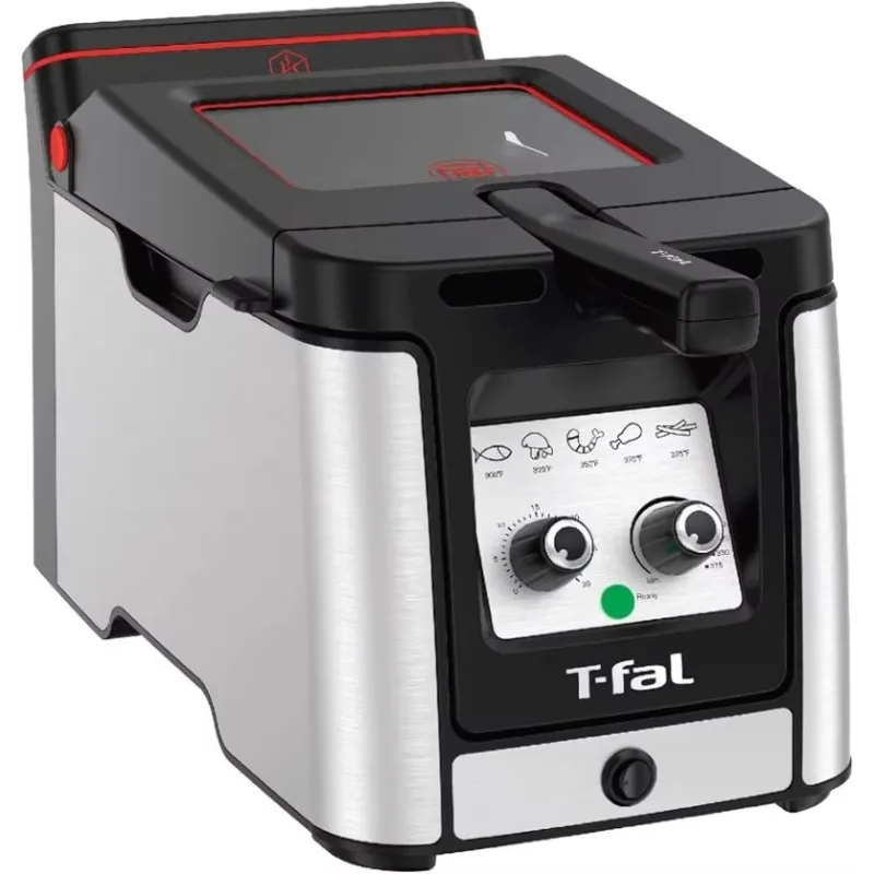 T-Fal Electrics Stainless Steel Deep Fryer with Basket 3.5 Liter Oil Capacity, 1800 Watts Easy Clean, Temp Control,Digital Timer