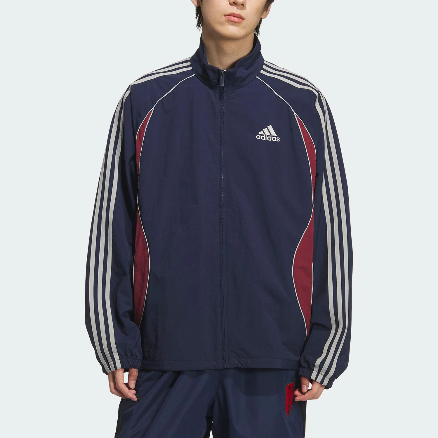 Adidas genuine TEAMGEIST TT men's three stripe stand up collar jacket KE5847