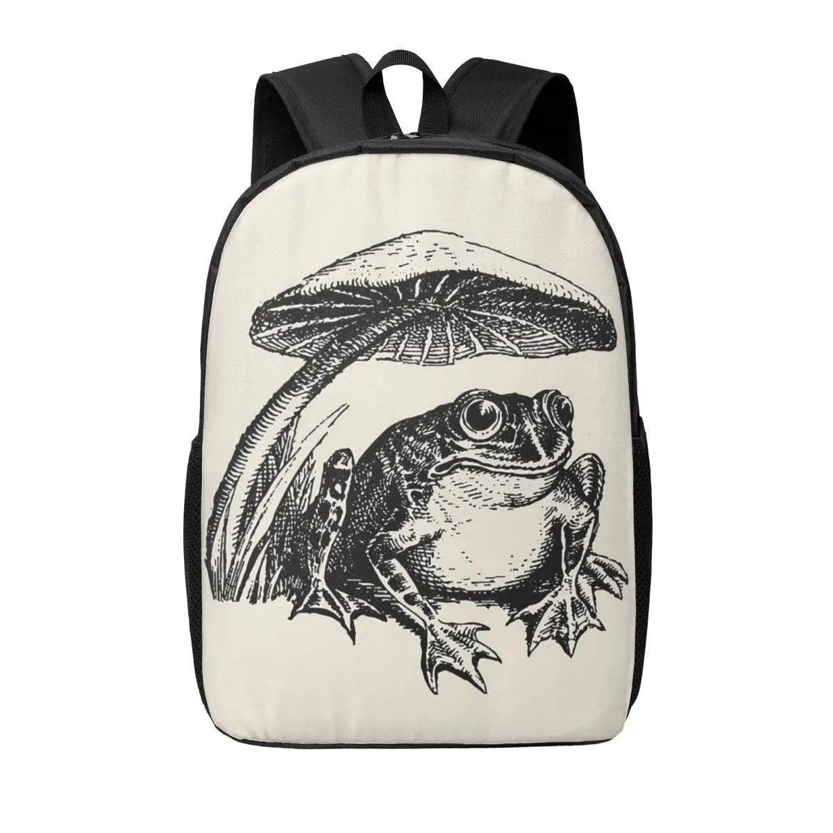 cottagecore-sapo-sapo-sentado-sob-cogumelo-emo-goblincore-mulher-mochilas-bookbag-estudantes-sacos-de-escola-bolsa-de-ombro