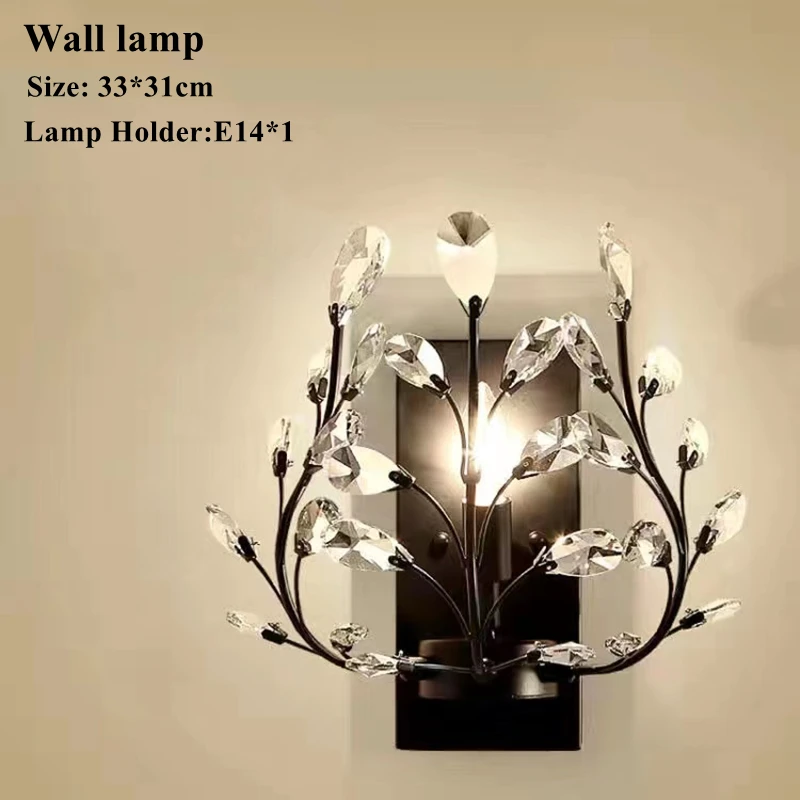 American Vintage Chandelier Lighting E14 Bulb Luxury Crystal Black Farmhouse Ceiling Pendant Lamp For Living Dining Room Bedroom