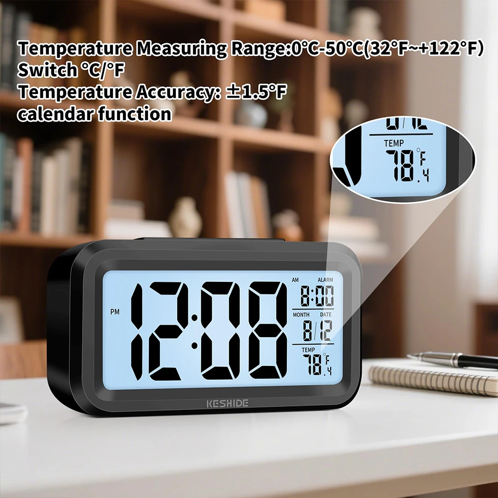 Led Digital Alarm Clock Backlight Data Times Calendar Desktop Multi-function Electronic Bedroom Decoration Desk Decorations Wall