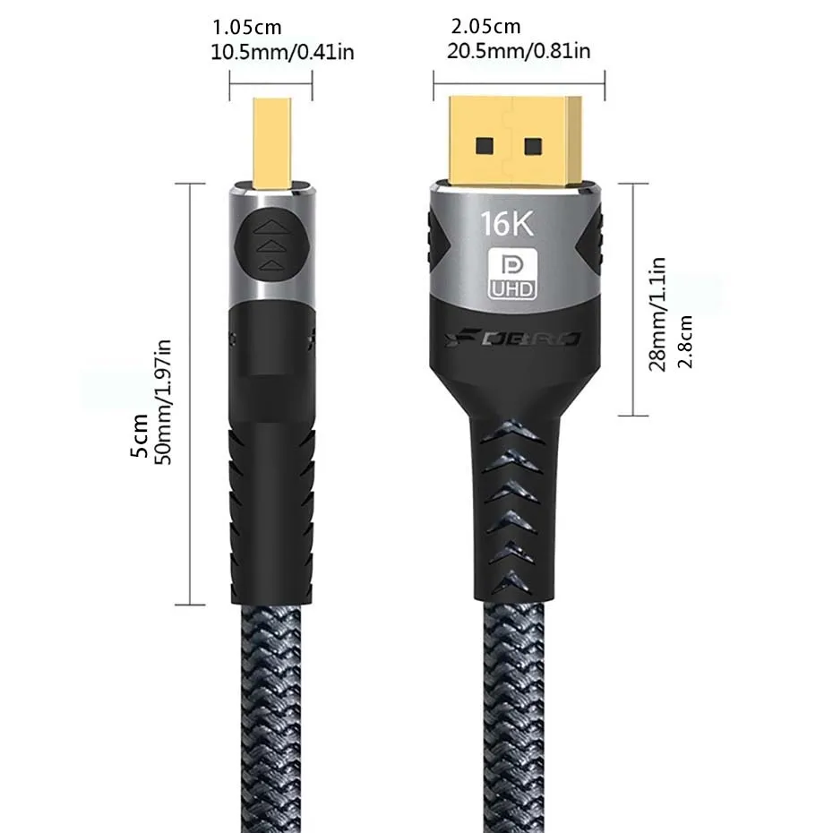 54 Gbit/s Displayport-Kabel 2.1, 16K DP 2.1-Kabel, 8K@60Hz, 4K@240Hz, unterstützt HDR10, HDCP, DSC 1.2a, für 5090, 7900 Grafikkarten/PC/TV – Detail 11