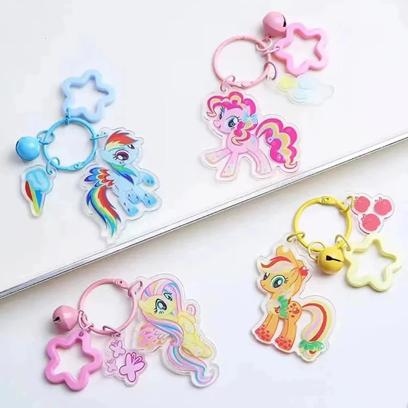 My Little Ponys Kids Cute Acrylic Keychain Children Cartoon Fashion Keyring GirlsAnime Pendant Charms Jewelry Accessories Gifts