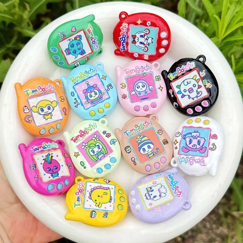 Painted Cartoon Multiple Styles Double Sided Print Tamagotchi Game Console Bead Phone Key Chain Charm DIY Jewelry - view 5
