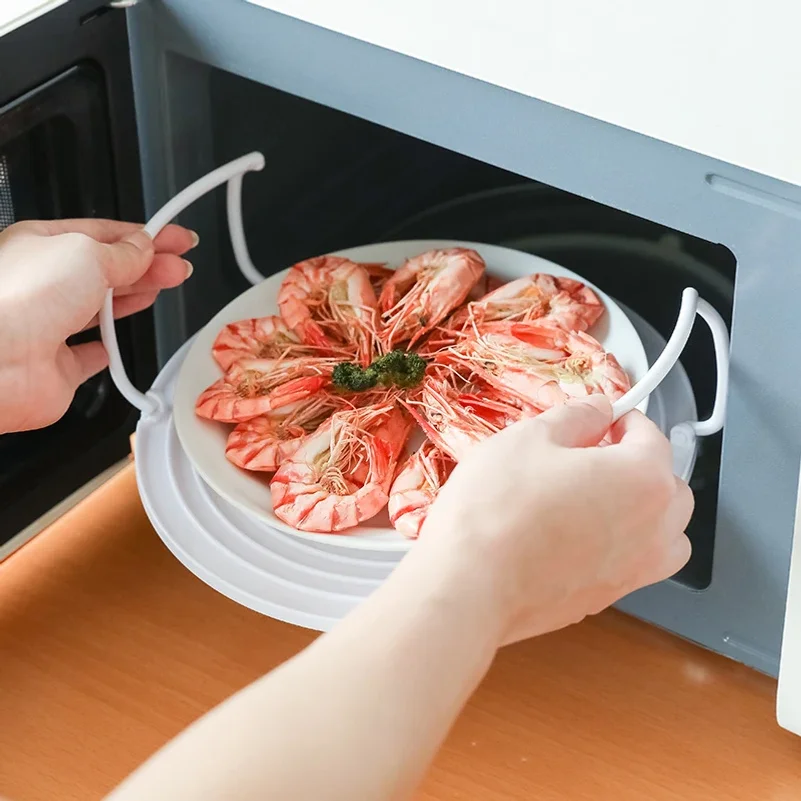 Microwave Storage Rack Meal Heating Kitchen Tiered Steaming Rack Round Tiered Shelves Home Meal Dorm Cooking Tools - view 3