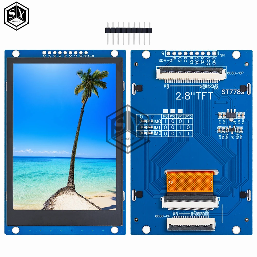 2,4 / 2,8 / 3,5 pulgadas 240x320 320x480 SPI 2,4 "módulo de puerto serie TFT 5V/3,3 V adaptador PCB ST7789V/ST7796S pantalla LCD para Arduino