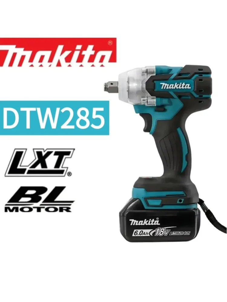 Original Makita DTW285 18V Schlagschrauber mit bürstenlosem Motor, 320 N·m, kabellos, 1/2"-Steckschlüssel, kompatibel mit BL1860B BL1850B 6000mAh Akku, LXT EU-Lager.