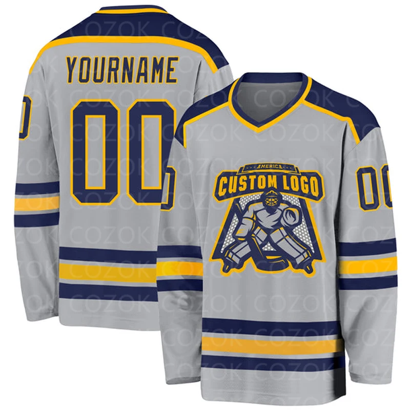 Camiseta de Hockey sobre hielo para hombre y mujer, Jersey de entrenamiento de competición con logotipo de nombre y número, impresión 3D