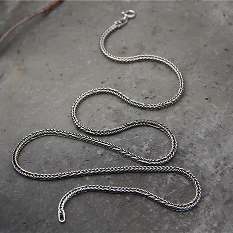 

1piece 1-2MM 45-75CM Snake Chains Necklaces Men Women Square Links Chains NO Pendant 925 Sterling Silver Snake Bone Necklace