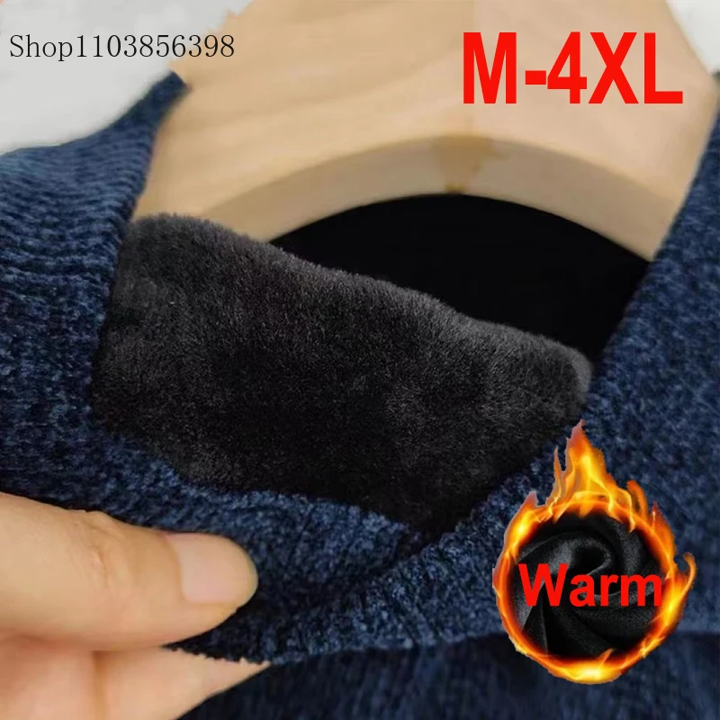 Men's Sweater Wool Warm Pullovers O-Neck Knit Winter Fit Tops Male Thick Knitwear Mens Jumpers Bottoming Shirt Plus Size 4XL 3XL