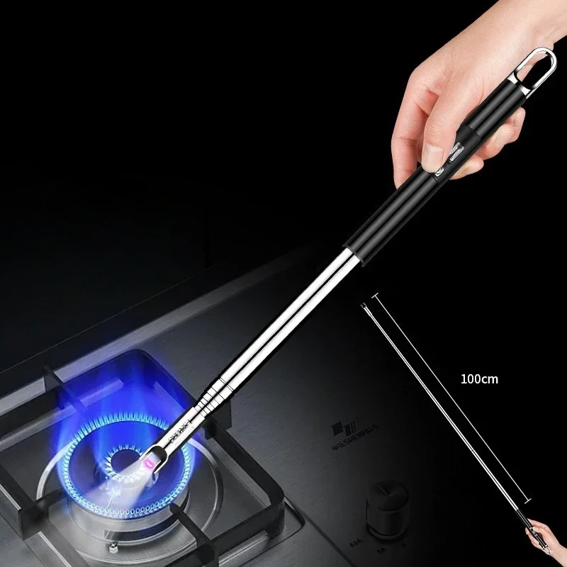 2026 New Retractable 100CM Strip Charging Ignition Match Pulse Lighter Kitchen Igniter Barbecue Ignition Men's Gadgets Wholesale