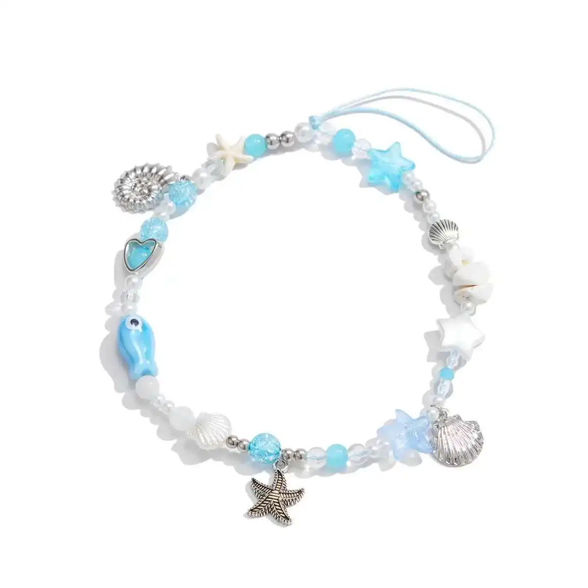 IngeSight.Z romantique mignon SeaStar pétoncle pendentif porte-clés femmes hommes Imitation perle sac téléphone porte-clés Couple bijoux cadeaux