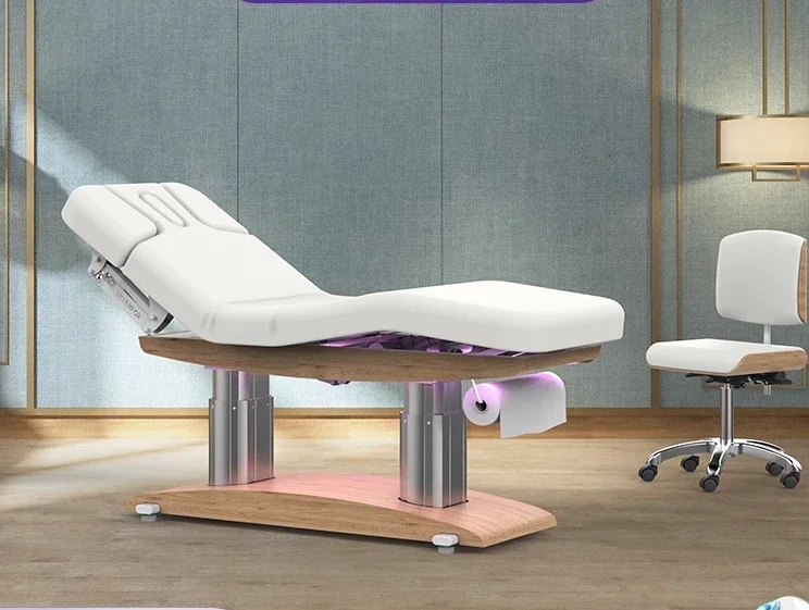 

02Four-motor health spa bed Free lifting and adjusting high-density sponge PU leather beauty bed