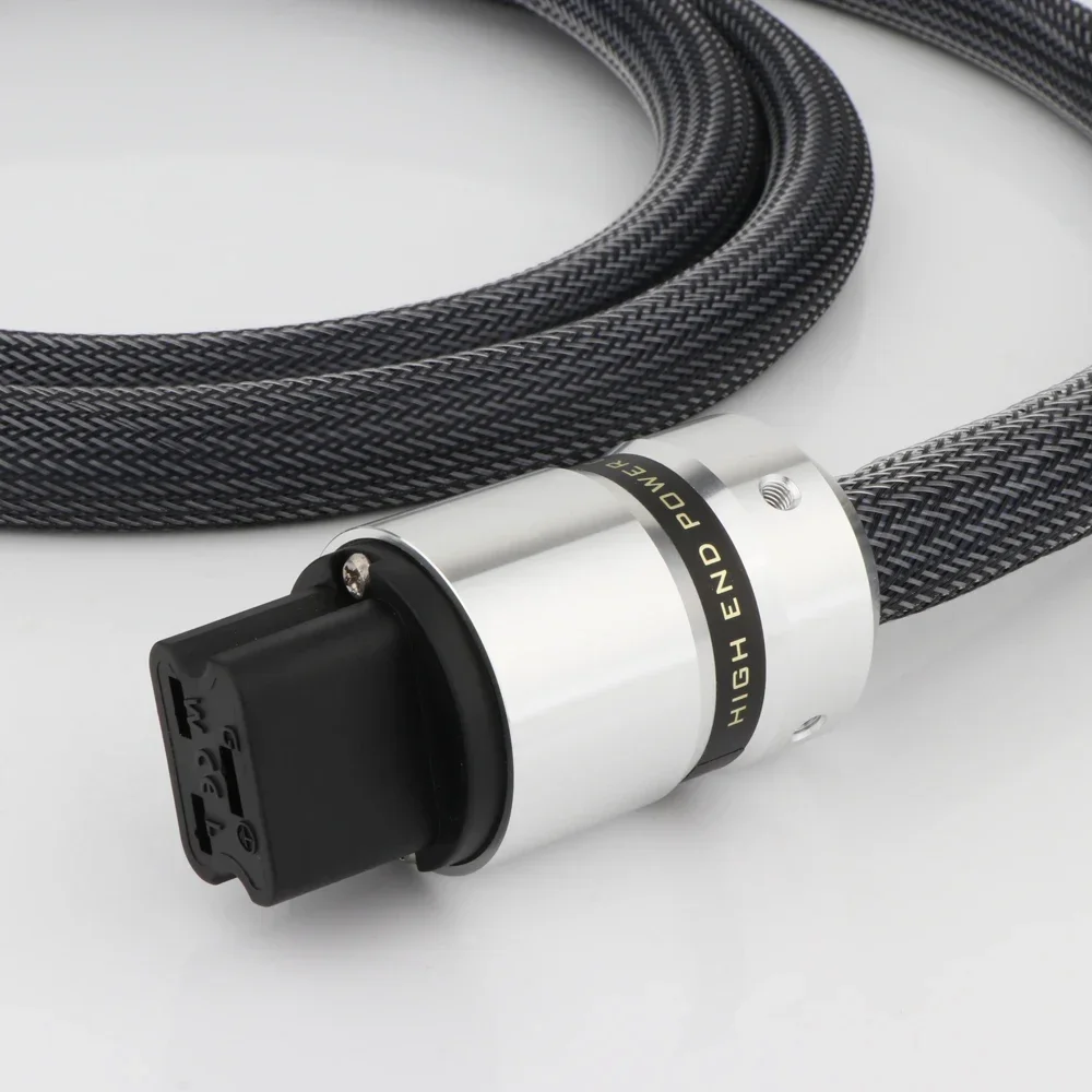 HI-End HIFI C19 Power Cable Silver Plated Power Cord US Pure Copper Power Plug  20A C19 IEC Female