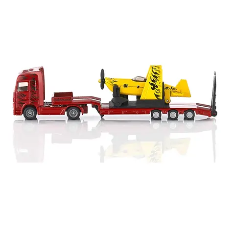 Siku 1:87 Scale 1866 Flatbed Transport Trailer With Competitive Airplane Finished Simulation Miniature Engineering Car Gift Toy