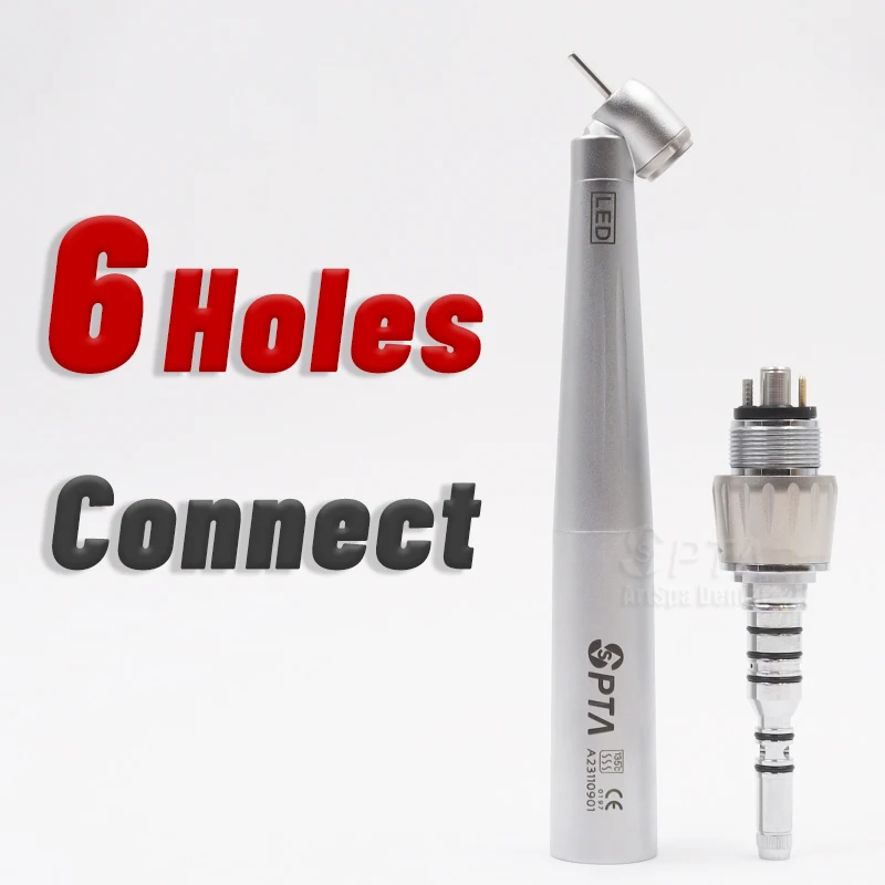 LED 45° Tooth Extraction Kavo Type Fiber Optic 6 Hole Handpiece High Speed Air Surgical Turbine Handpiec Dentist Clinic