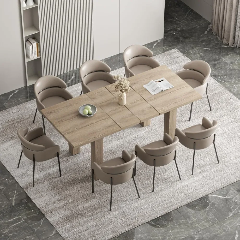 

Extendable Dining for 6 8 10,55''to 78"Wood Kitchen Mid Century Modern Large Transformer Rectangle Dining Room Table