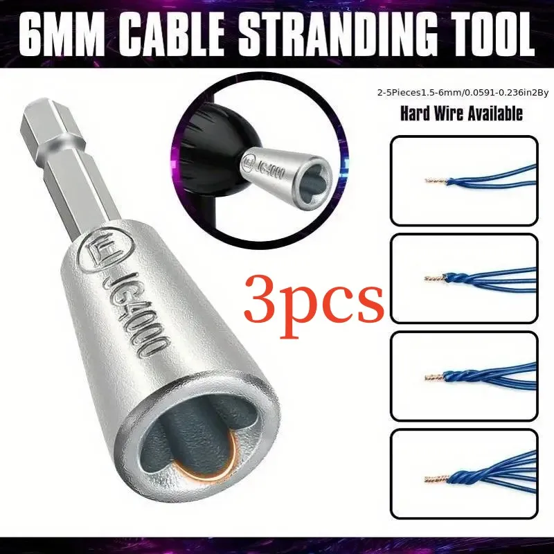 Ferramentas de torção de fio eletricista, 3 peças, 2-6 fios, conector merging, rapidamente fio paralelo, cabo elétrico, ferramenta de torção de fio