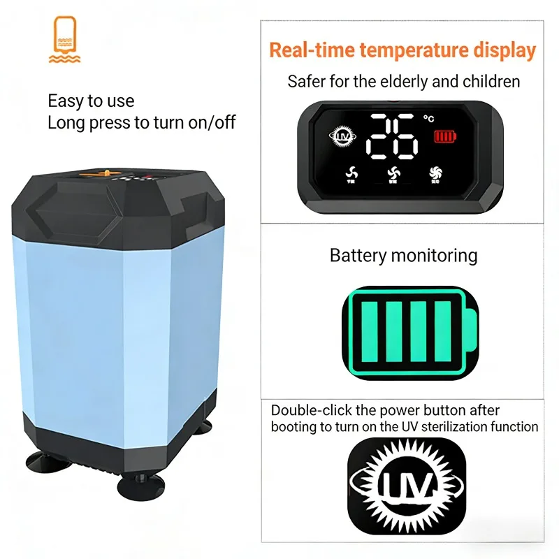 5400mAh/9000mAh Outdoor Portable Camping Shower with Display & U-V Filter Three Adjustable Modes for Camp,Car Washing,Pet