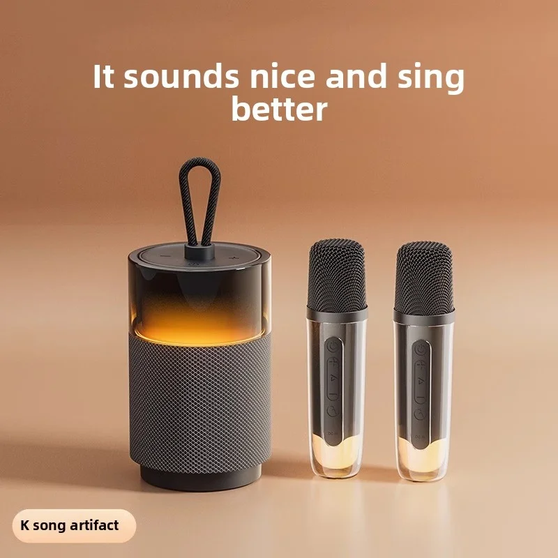 

Portable speaker microphone all-in-one device wireless Bluetooth 5.3 speaker home karaoke machine RGB ambient light high volume
