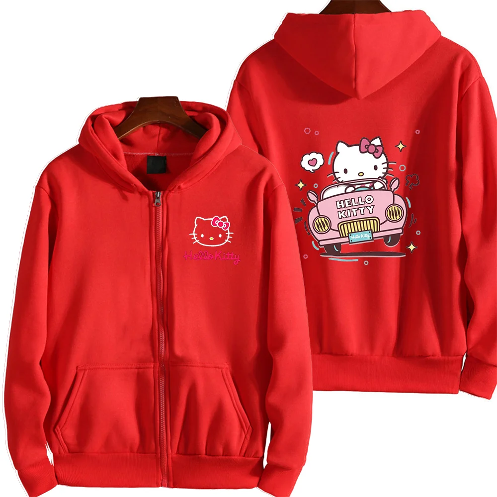 Kawaii Hello Kitty casual cute print unisex hoodie spring and autumn Sanrio cartoon casual sports street print hoodie