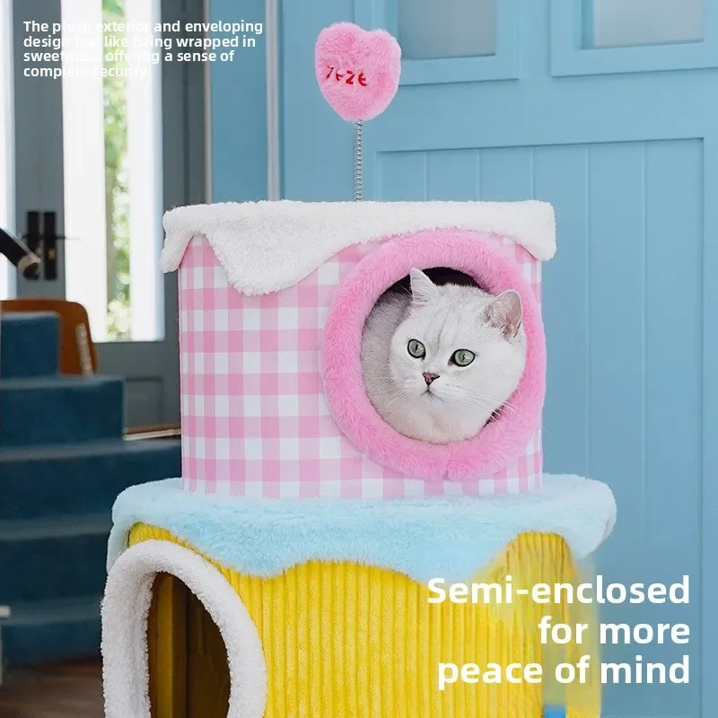 aAll-in-One Cat Tree Climbing Rack Pillar Nest Scratching Board Stable Jumping Platform Catnip Pet Birthday Gift  forModel B92
