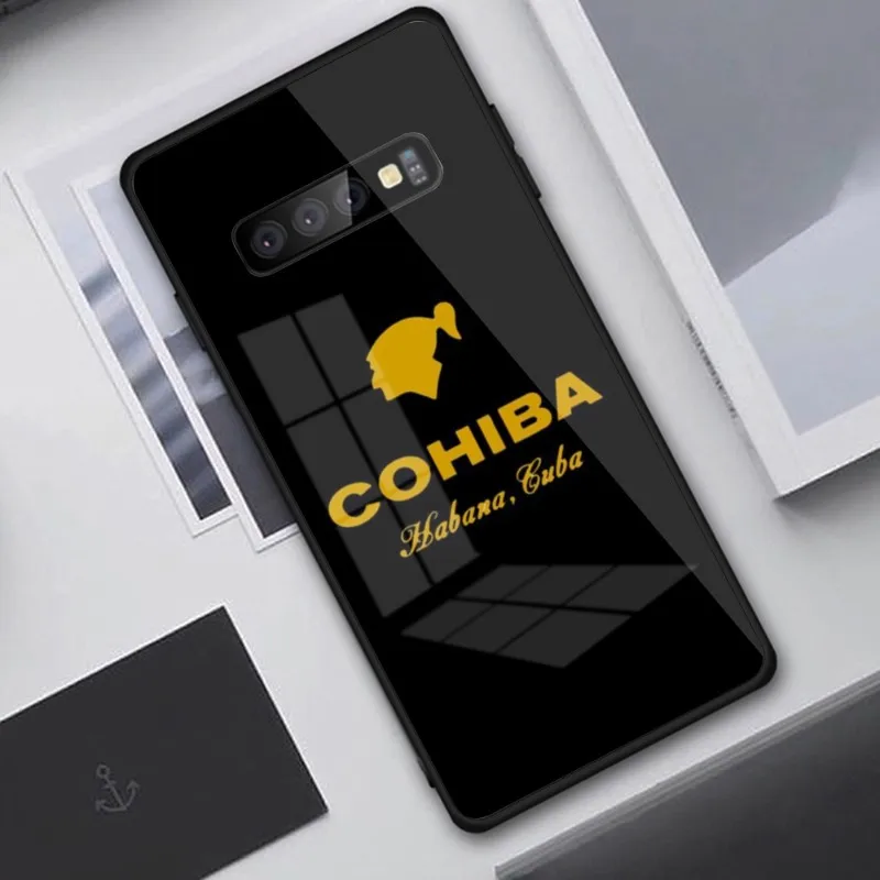 C-COHIBA Luxury Phone Case for Samung S23 S22 S21 Pro Ultra A13 A33 A53 NOTE 20 PC Glass Cover Funda Shell