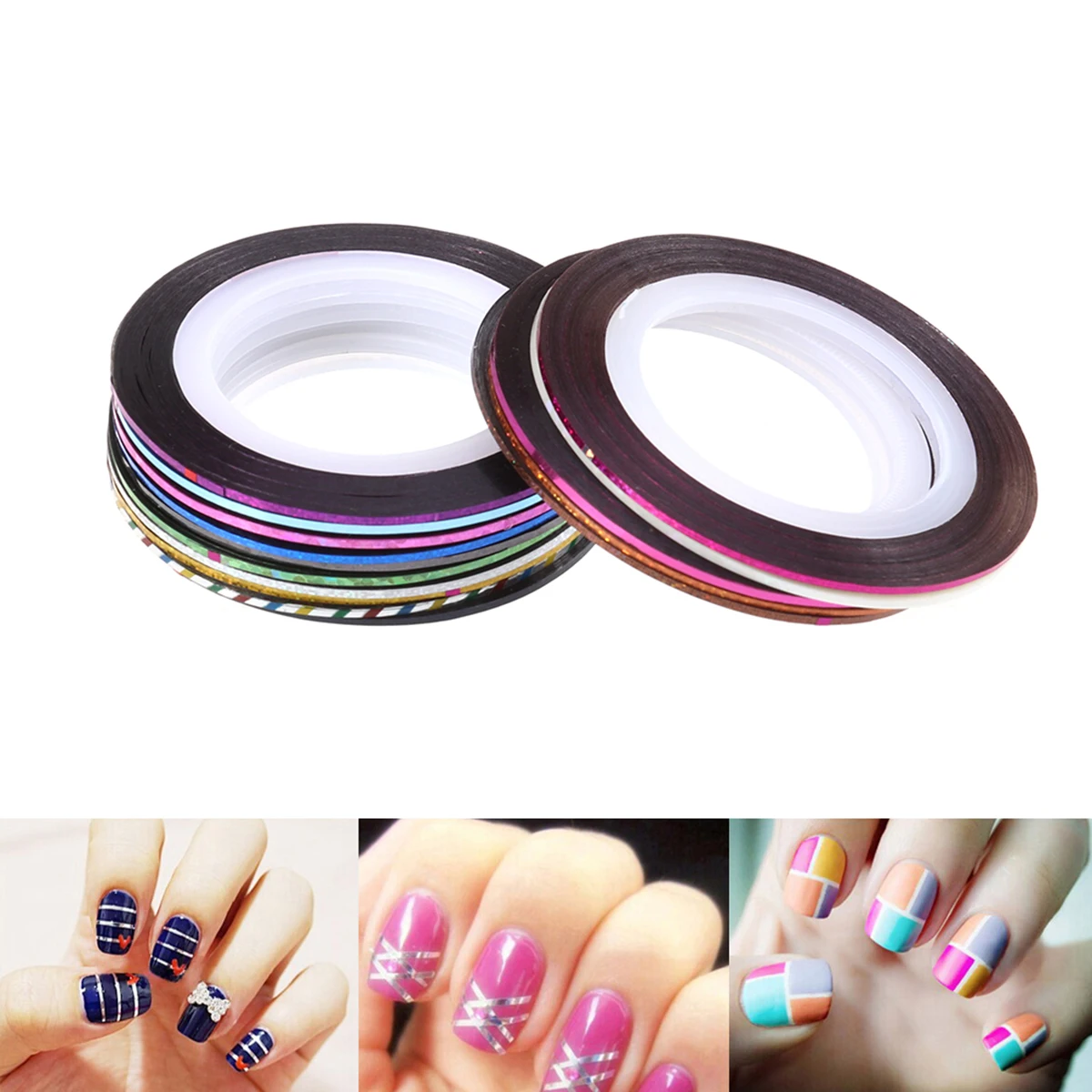 

30 Rolls Adhesive Striping Tape for UV Gel Acrylic Nail Art Decoration Stickers Manicure Accessories Patches