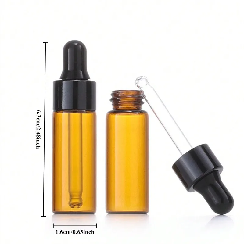 10pcs 5ml Amber Dropper Glass Bottles Cute Essential Oil Bottles with Eye Dropper for Perfume