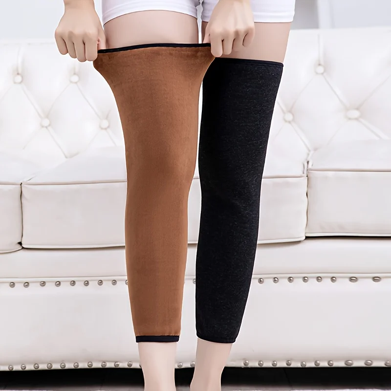 Утолщенные флисовые наколенники — 1 пара осенних и зимних двухслойных теплых наколенников на молнии, зимние холодные наколенники с поддержкой артрита ног