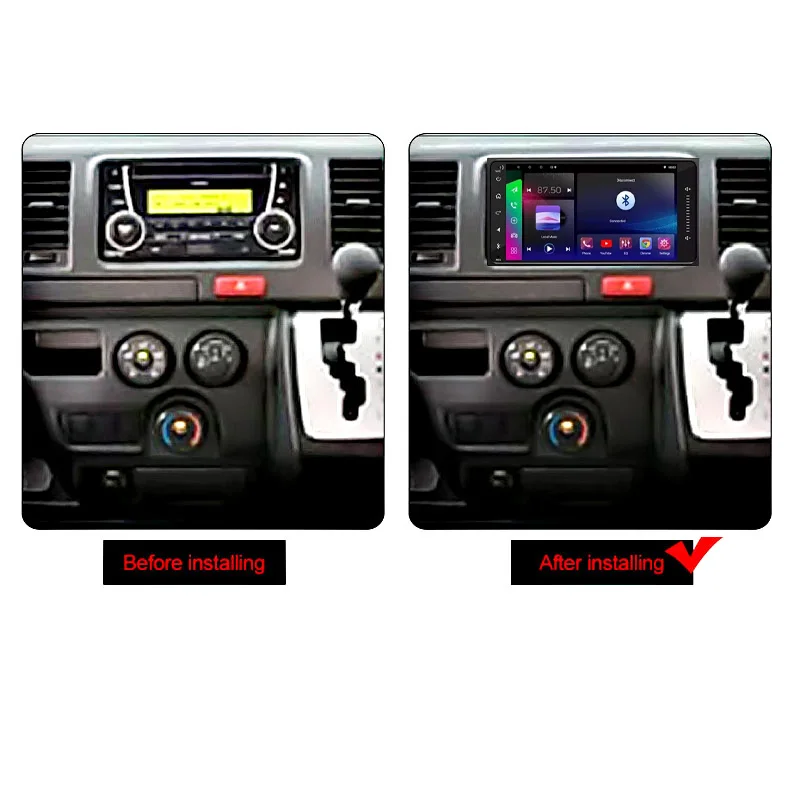 7 inch Car Stereo Radio For Toyota Hiace 2004-2019 Apple Carplay Android Auto Head Unit GPS Navi 4+64GB + Rear Camera