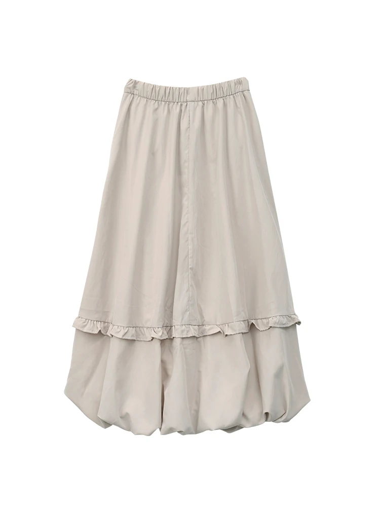 レディースサマーサンプロテクションバッドスカート - ハイウエストのゆったりとしたミディ丈スカート、お腹を隠す