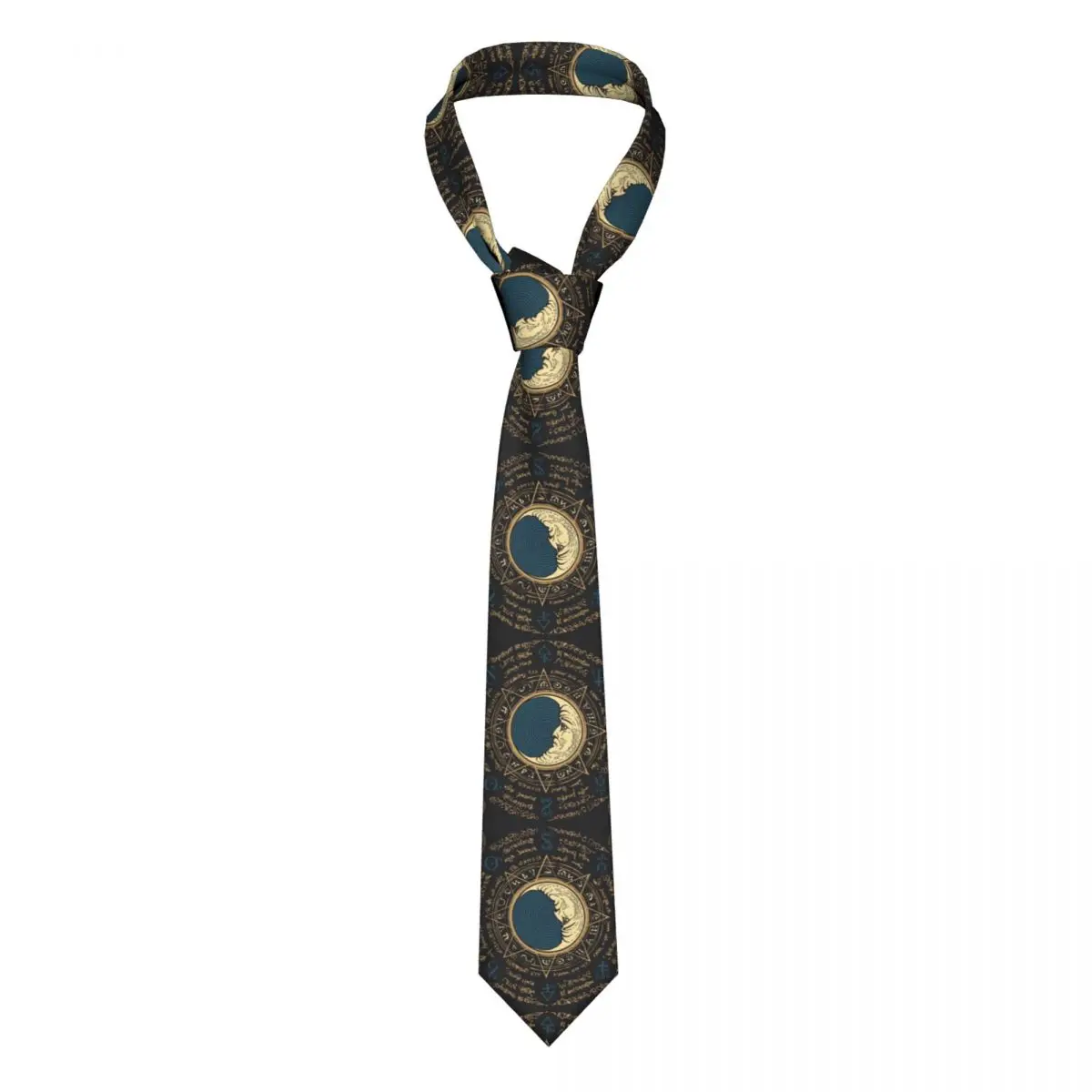 Mens Tie Slim Skinny Moon In An Octagonal Star Necktie Fashion Necktie Free Style Men Tie Party Wedding