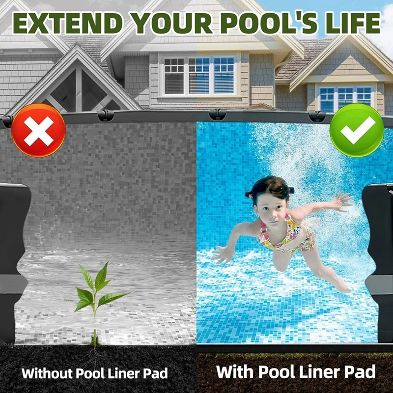 AA50-Pool Liner Pad For Above Ground Pool Liner Protects The Pool Liner From Rocks, Roots, Glass And Other Sharp Objects