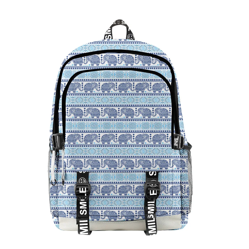 

Trendy Popular Indian dlephant Student School Bags Unisex 3D Print Oxford Waterproof Notebook multifunction Travel Backpacks