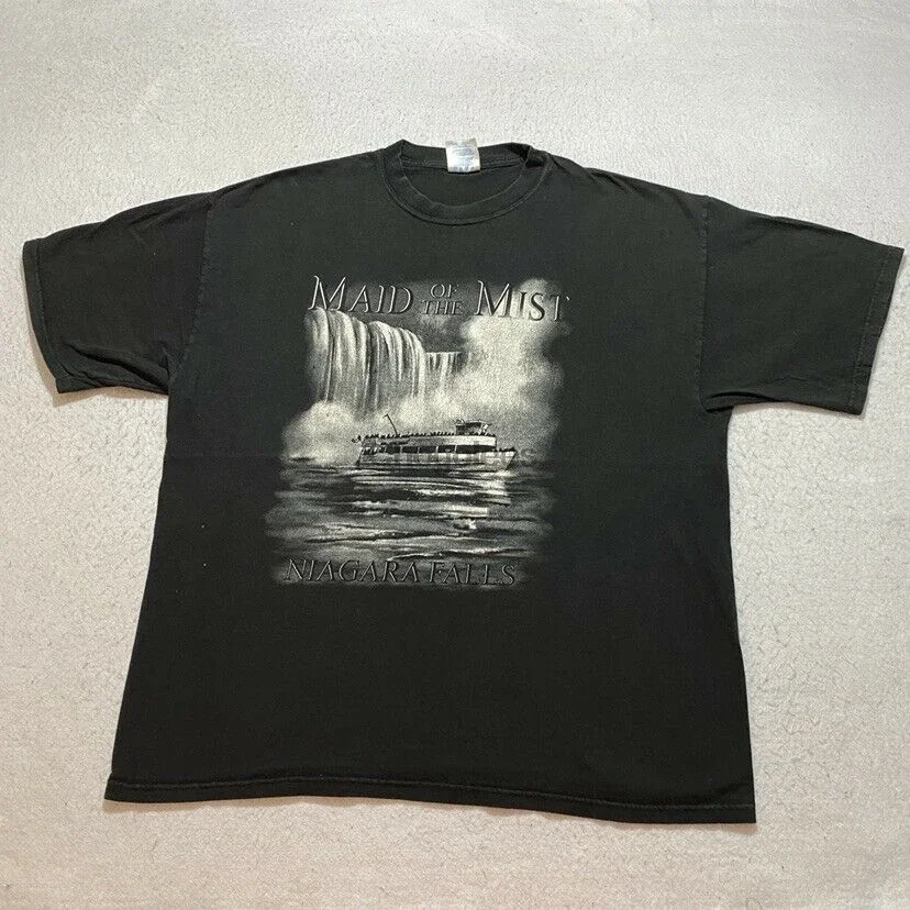 Vintage Niagara Falls Maid Of The Mist T-Shirt Size 2XL Black M&O Knits Cotton