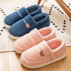 Autumn Winter Warm Slippers Men Flats Fluffy Shoes Cartoon Bear Home Indoor Plush Furry Slides Women Couples Non Slip Shoes