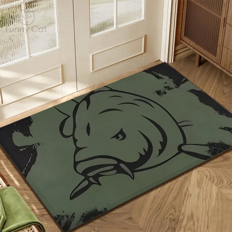 Tapis de sol à motif de poisson saumon VIKAMA pour les amateurs de pêche, tapis de bienvenue pour l'entrée, tapis de terrasse, décoration de la maison