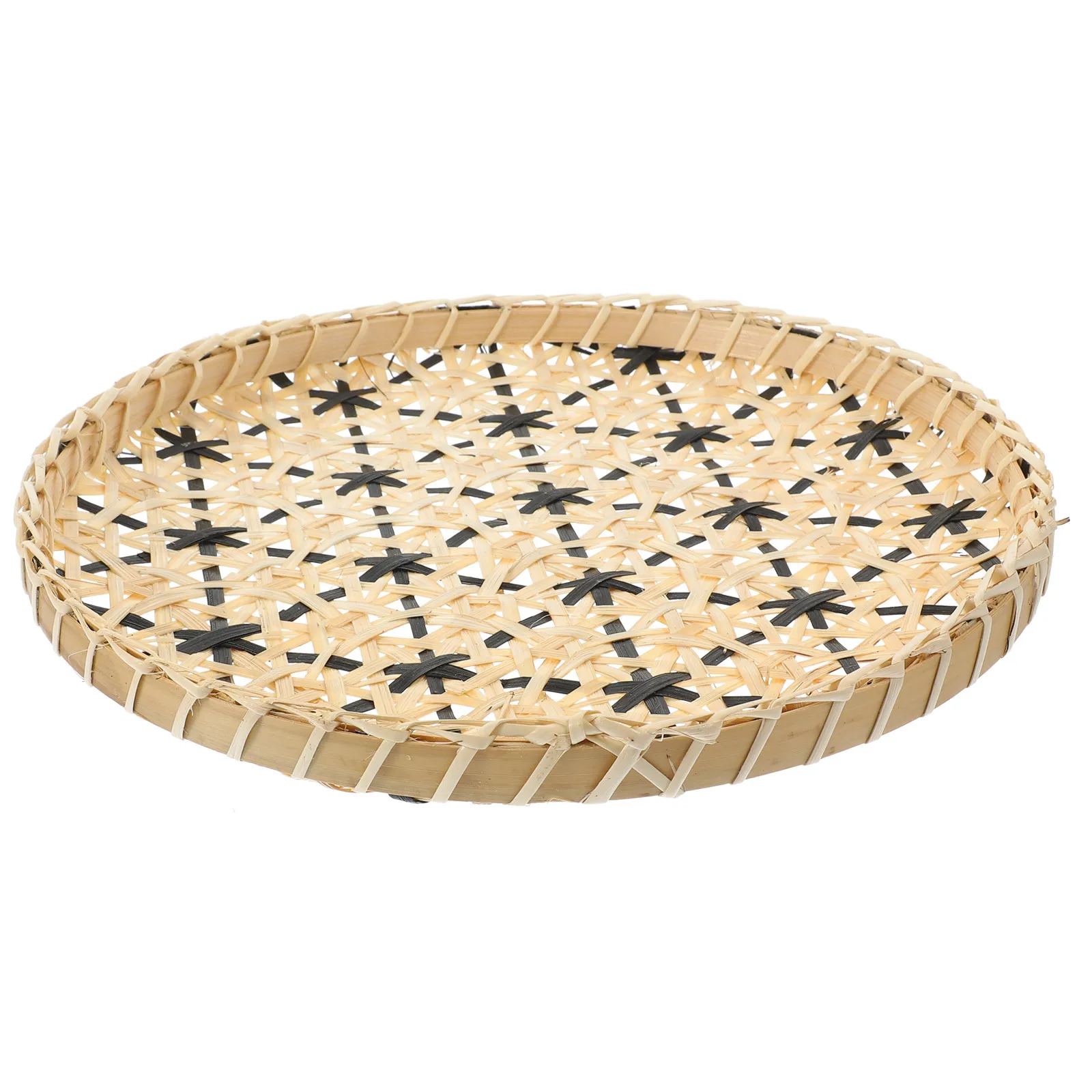 

Bamboo Woven Basket Tray Round Decorative Fruit Plate Rustic Serving Tray Food Storage Basket Reusable Woven Plate