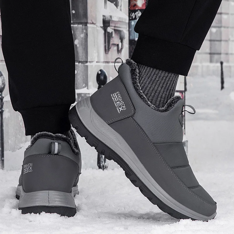 Outdoor Winter Men Boots Warm Fur Ankle Boots Winter Shoes Men Waterproof Snow Boots Couple Casual Sneakers Lightweight Boots